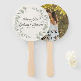 White Modern Wedding with Eucalyptus leaves  ハンドファン