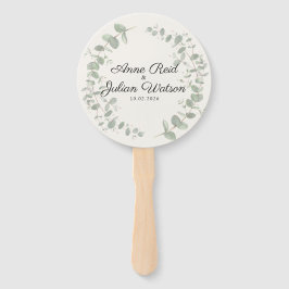 White Modern Wedding with Eucalyptus leaves  ハンドファン