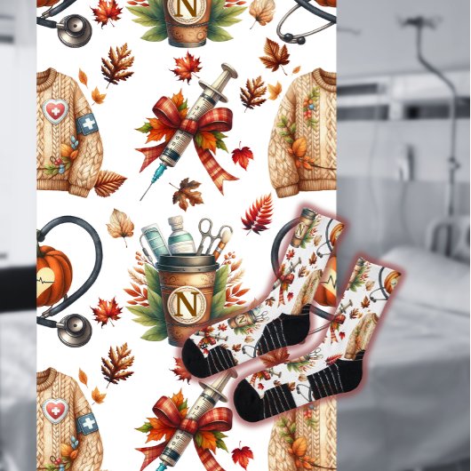 White Monogram Nurse Autumn Essentials Crew Socks ソックス