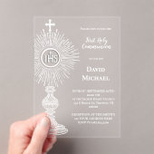 white monstrance design | First Holy Communion アクリル招待状 (インサイチュ (ポータブル))