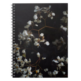 White moody flowers on dark background ノートブック