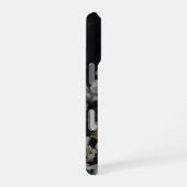 White moody flowers on dark background iPhoneケース (右側面)