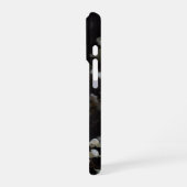 White moody flowers on dark background iPhoneケース (左側面)