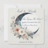 White Moonflower Save The Date Photo Announcement 招待状 (裏面)