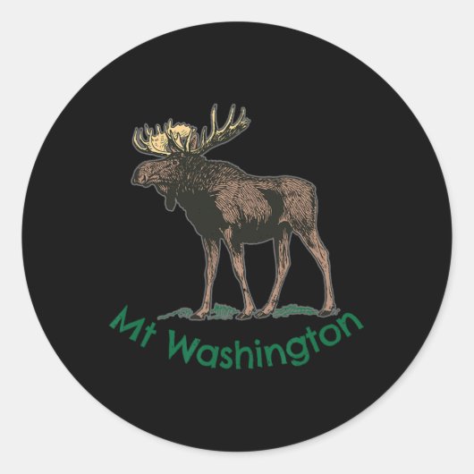 White Mountains Mt Washington New Hampshire Moose ラウンドシール (正面)