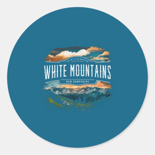 White Mountains New Hampshire Hiking Outdoors Vint ラウンドシール (正面)