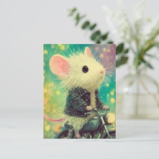 White Mouse on a Motorcycle ポストカード (スタンド正面)