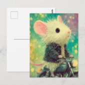 White Mouse on a Motorcycle ポストカード (正面/裏面)