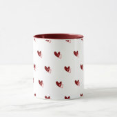 White Mug – Dark Red Hearts Pattern マグカップ (中央)