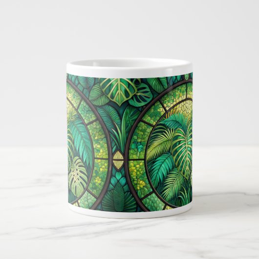 White mug featuring a vibrant, intricate pattern  ジャンボコーヒーマグカップ (正面)