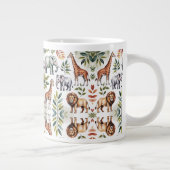 White mug featuring a vibrant jungle animal  ジャンボコーヒーマグカップ (右)