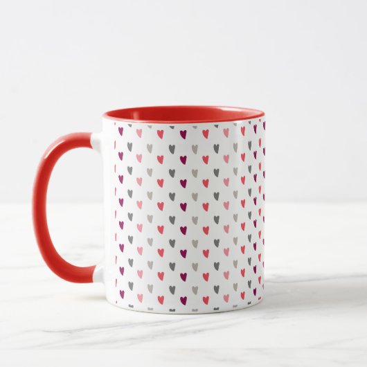 White Mug – Mixed Small Hearts マグカップ (左)
