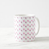  White Mug – Small Pink Hollow Hearts Pattern コーヒーマグカップ (正面右)