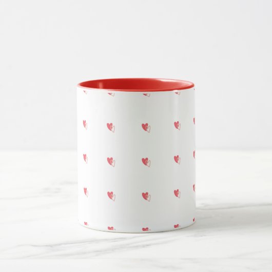 White Mug – Small Red Hearts with Filled Centers マグカップ (中央)