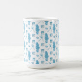 White mug with a blue cactus pattern コーヒーマグカップ (中央)