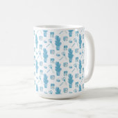 White mug with a blue cactus pattern コーヒーマグカップ (正面右)
