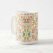 White mug with a colorful floral pattern コーヒーマグカップ (正面左)