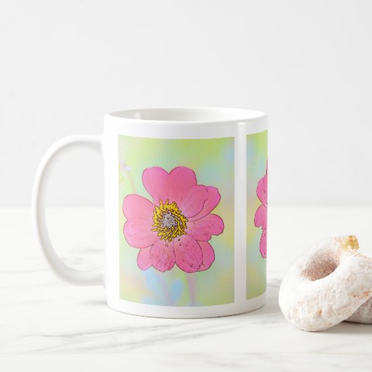 White Mug With Flowers コーヒーマグカップ (ドーナツ)