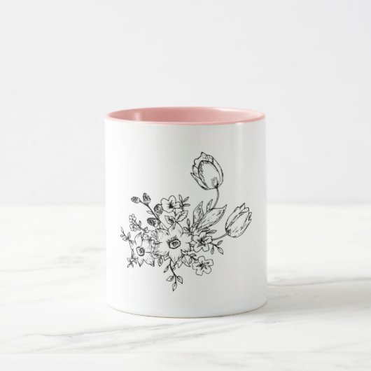 White Mug with Handmade Design マグカップ (中央)