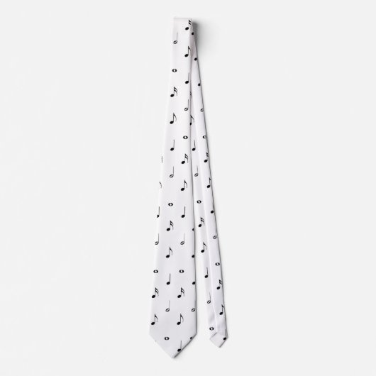 White Music Note Dots Tie ネクタイ (正面)