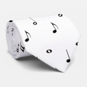 White Music Note Dots Tie ネクタイ (ロール)