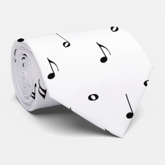 White Music Note Dots Tie ネクタイ (ロール)