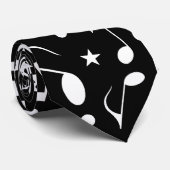 White Music Notes on Black ネクタイ (ロール)