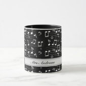 White music notes on black background  マグカップ (中央)