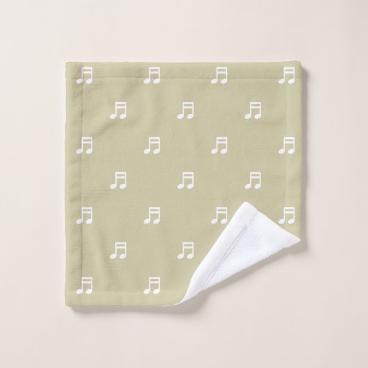 White Music Notes Pattern on Light Beige バスタオルセット (ウォッシュタオル)