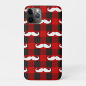 White Mustache Buffalo Plaid Black and Red  Case-Mate iPhoneケース (裏)