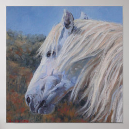 White Mustang Fine Art Print ポスター