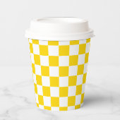 White Mustard Yellow Square Pattern Paper Cups 紙コップ (正面)