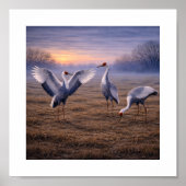 White-naped Cranes in a Winter Plain –   ポスター (正面)