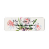 White Narcissus Floral Wedding return address ラベル (正面)