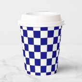 White Navy Blue Square Pattern Paper Cups 紙コップ (裏面)
