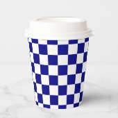 White Navy Blue Square Pattern Paper Cups 紙コップ (正面)