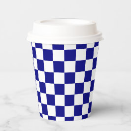 White Navy Blue Square Pattern Paper Cups 紙コップ
