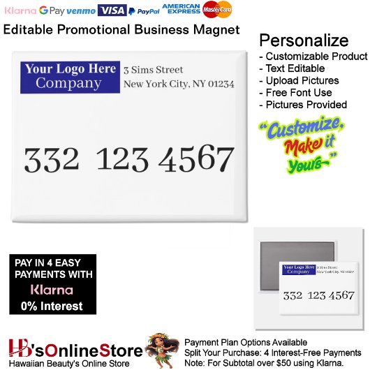 White Navy Company Logo Text Promotional Business マグネット