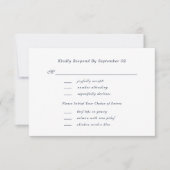 White Navy Script Menu Selection Wedding RSVP  (正面)