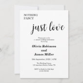 White Nothing Fancy Just Love Casual Wedding  招待状 (正面)