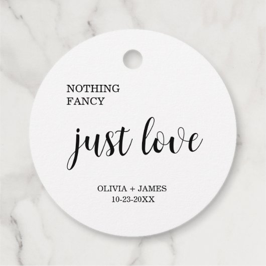 White Nothing Fancy Just Love Wedding フェイバータグ (裏面)