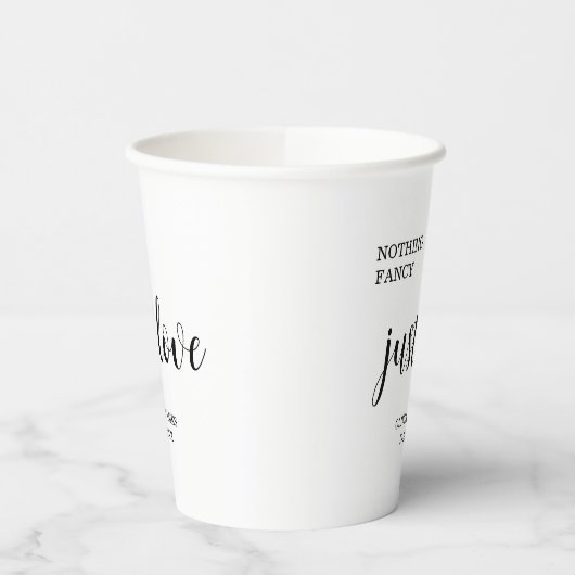 White Nothing Fancy Just Love Wedding  紙コップ (左)