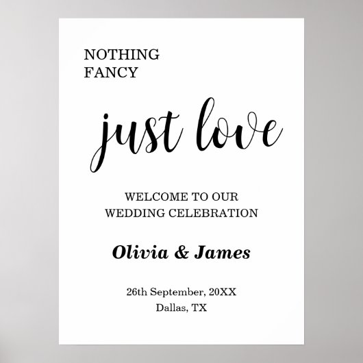 White Nothing Fancy Just Love Wedding Welcome  ポスター (正面)