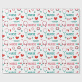 White Nurse Life Seamless Pattern (1) ラッピングペーパー (フラット)