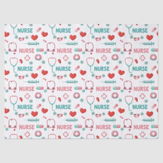 White Nurse Life Seamless Pattern (1) 薄葉紙 (正面)
