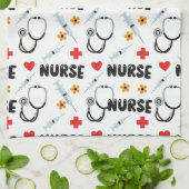 White Nurse Life Seamless Pattern (2) キッチンタオル (折り畳み)