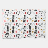 White Nurse Life Seamless Pattern (2) キッチンタオル (横)