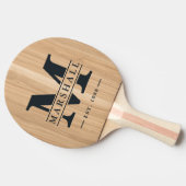 White Oak Wood Monogram & Name Overlay 卓球ラケット (横)