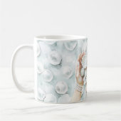 White Ocean Seafoam Blue Shells Pearls コーヒーマグカップ (左)