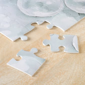 White Ocean Seafoam Blue Shells Pearls ジグソーパズル (側面)